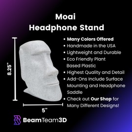 Moai Headphone Stand - Universal Headset Holder - Desk Accessory - Stands and Mounts for Desktop - Gaming Setup - Gamer Accessories (Galaxy Black)