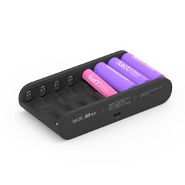 ISDT A8 AIR 8-Slot Smart Battery Charger AA & AAA 10500 12500 Battery of NiMH NiCd Li-lon LiFePO4 Discharge Protect Function Rechargeable Batteries with Bluetooth APP Connection (Black)