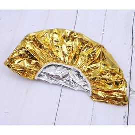 Elysee #2001 GOLD Aluminum Foil Cap Elastic Hair Coloring Cap Disposable Heat Shower Cap for Deep Conditioning Salon Spa (Pack of 12)
