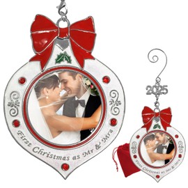 First Christmas as Mr and Mrs - 2025 Photo Christmas Ornament - Our First Xmas As Husband and Wife - Bag Included - Choose The Customized Option and We Will Insert Your Photo - 3" D
