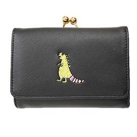 Comical Animal Purse Middle Wallet Trifold RO19-0618 Black (Dinosaur)