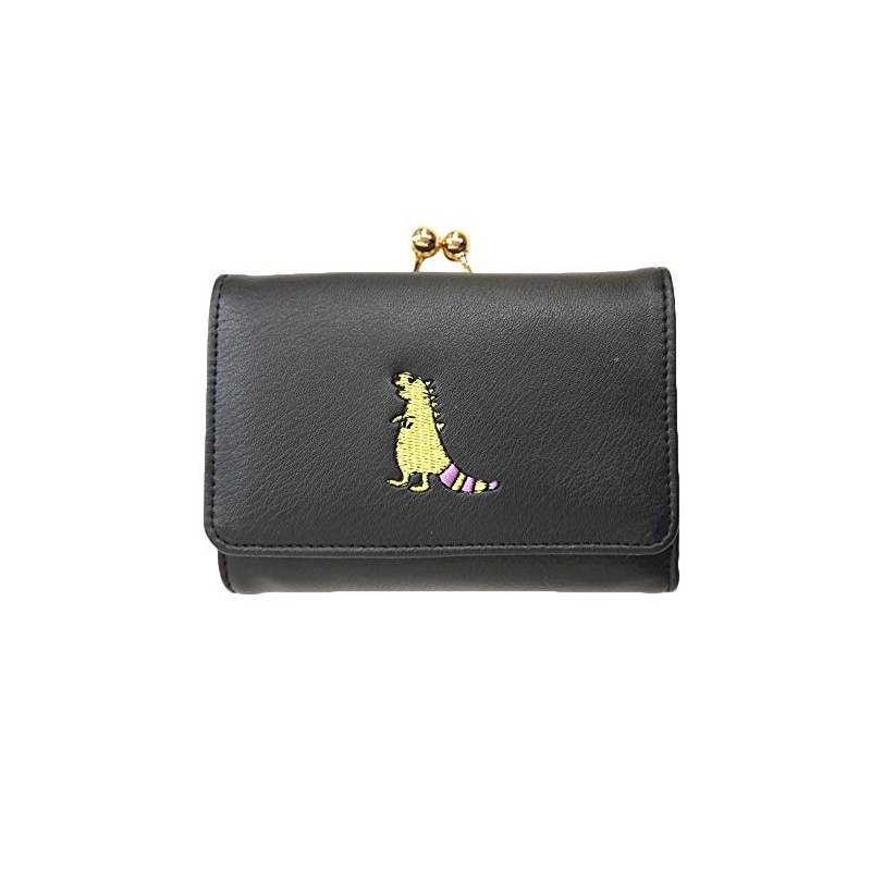 Comical Animal Purse Middle Wallet Trifold RO19-0618 Black (Dinosaur)