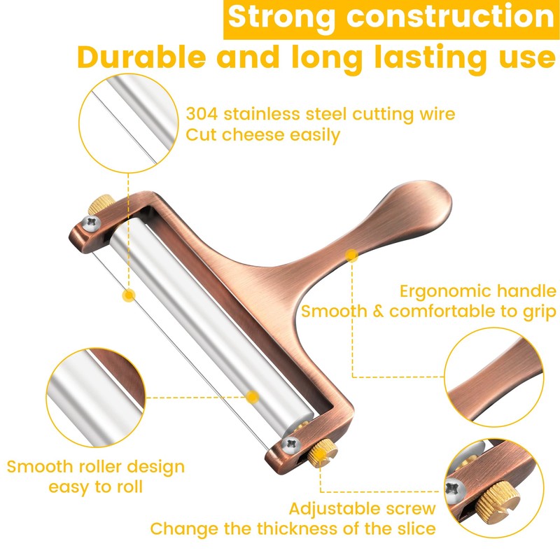 TOPULORS Cheese Slicer - Cheese Cutter - Stainless Steel Wire