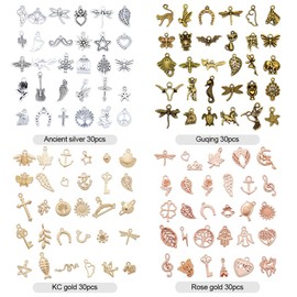 YZROHYI 120pcs Charms Crafts, Bracelet Pendant Set, Small Pendants for Bracelets, Jewellery Pendants for Necklaces, Necklace Charms DIY, Mini Metal Pendant Mixed, Jewellery Making Pendant, Vintage