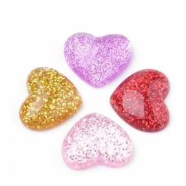 Unbranded 10 pcs Druzy Resin Embellishment Cabochons – 16mm x 14mm – Glitter Style – Heart