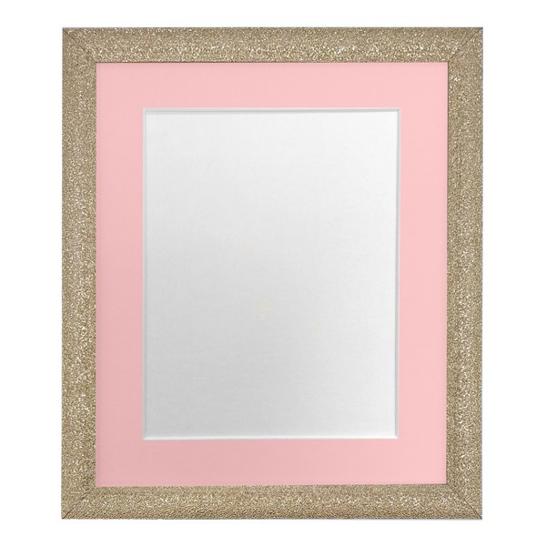 FRAMES BY POST Glitz Gold Picture Photo Frame with Pink Mount 16 x 12 Image size 12 x 10 Inch Plastic Glass
