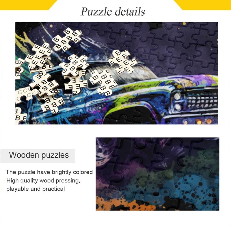 ZENWAWA Jigsaw Puzzle 500 Pieces (Cool Monster Truck), Car Theme
