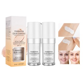 Newvenper Color Changing Foundation for Color Correction, Even Skin Tone and Coverage of Imperfections for a Natural Facial Look, includes SPF15 Foundation, Full Coverage Foundation 1.0floz x2pcs