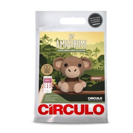 CIRCULO Amigurumi Crochet Kit - Safari - All Included, Easy Instructions - Crochet Kit for Beginners - Crochet Set - Animal Crochet Kit, Premium Amigurumi Yarn for Crocheting – Monkey