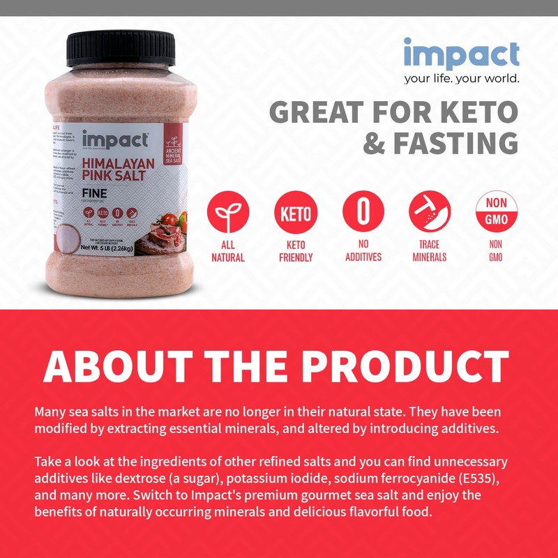 Impact - Fine Himalayan Pink Sea Salt - No Additives