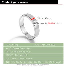 925 Sterling Silver Men & Women Wedding Band Engagement Ring With Cubic Zirconia CZ 4.5MM Smooth Plain Dome Comfort Couples Ring Sizes 5 to 13 (10)