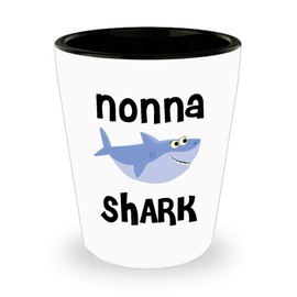 HollyWood & Twine Nonna Shark Do Do Do Gift Idea Birthday Gifts for Nonnas Ceramic Shot Glass