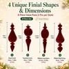8 Pcs Burgundy Christmas Decorations, Finial Velvet Baubles Ornaments