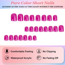 Ceboic Stick-On Nails, Short Square Press On Nails, Shiny Pure Colour Artificial Nails, Acrylic, Full Cover False Nails, French Artificial Nails, Fake Nails for Women and Girls, Pack of 24 (Light