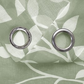 MRTREES Bedroom Curtains Voile with Eyelets and Curtains Transparent with Pattern White Leaf Print Curtain Grey Green Living Room Modern Set of 2 245 cm Long 140 cm Wide Sheer Curtains