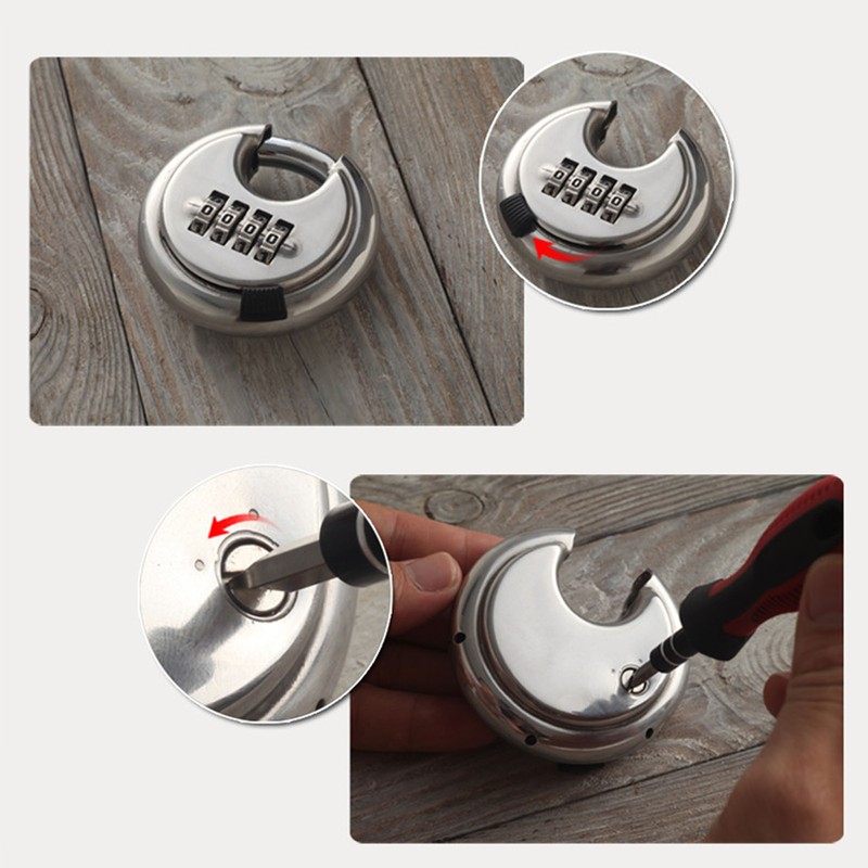 Security Padlock 4 Digits Waterproof Resettable Combination Lock Stainless Steel