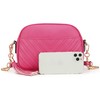 Lola Mae Quilted Crossbody Bag, Trendy Design Shoulder Purse (Fuchsia)