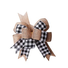Black White Plaid Wreath Bows Burlap Wreaths Bows Christmas Tree Topper for Wedding Holiday Birthday Party Decoration