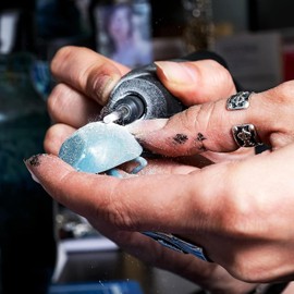 KEWAYO 30pcs Diamond Grinding Bits Set, Diamond Coated Rotary Burrs, 120 Grits Grinding Drill Carving Rotary Tool, for Stone Carving, DIY Grinding and Polishing