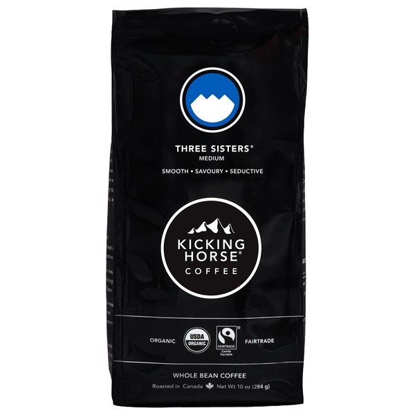 Kicking Horse Coffee, Three Sisters, Medium Roast, Whole Bean, 10 Oz - Certified Organic, Fairtrade, Kosher Coffee