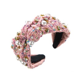 Pearl and Rhinestone Headband (Pink)