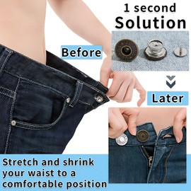 Button Pins for Jeans,No Sew and No Tools Instant Jean Buttons 6 PCS for Loose Jeans,Adjustable