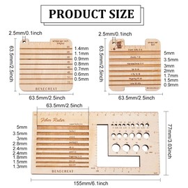 BENECREAT 3Pcs Knitting Needle Gauge Multifunctional Wood Spinning Control Card Knitting Tool for Spinners Yarn WPI Guide Gauge Measuring Tools Crochet Accessories