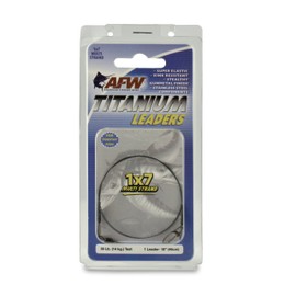 AFW Titanio Surfstrand, líder de pesca desnudo 1x7, 30 libras, 18 pulgadas, aparejado con mini grúa giratoria de acero inoxidable y cierre cruzado, sin torceduras, protección superior para peces dentados