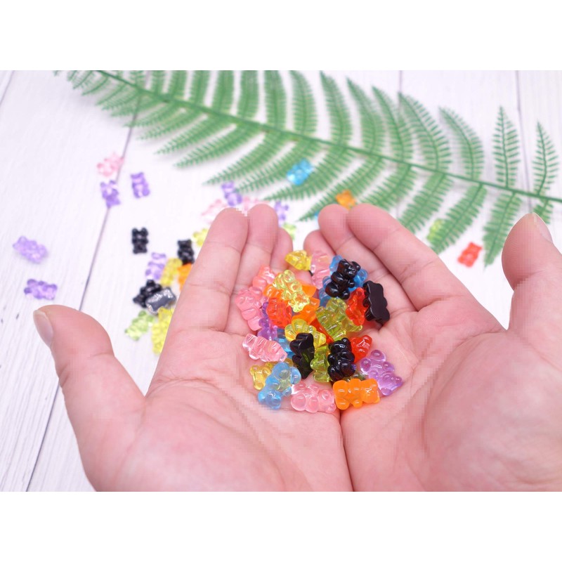Smanzu 80 Pcs Candy Gummy Bear Charms Resin Bear Pendants