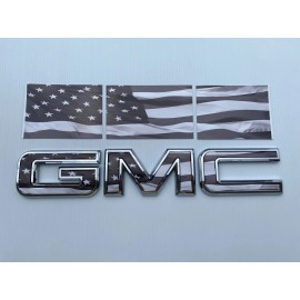 EmblemsPlus GMC Canyon Black American Flag Grille GMC Emblem Overlay Decals 2019-2025