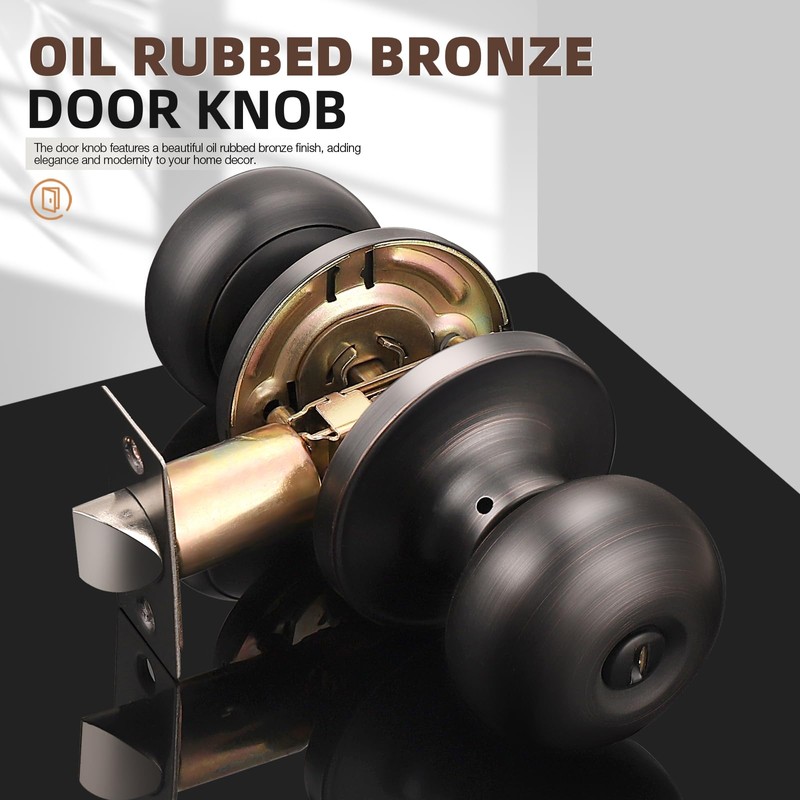 GOBEKOR 10 Pack Interior Privacy Door Knobs Oil Rubbed Bronze