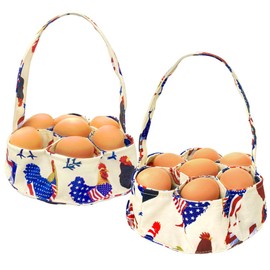 TOFOAN Egg Bag for Home Farmhouse Garden Coop Chicken Collecting, Mini Egg Basket, Fresh Eggs Collector, Fabric Egg Gathering Basket with 7 Pouches for Hen, Duck and Quail Eggs (1 Pack)