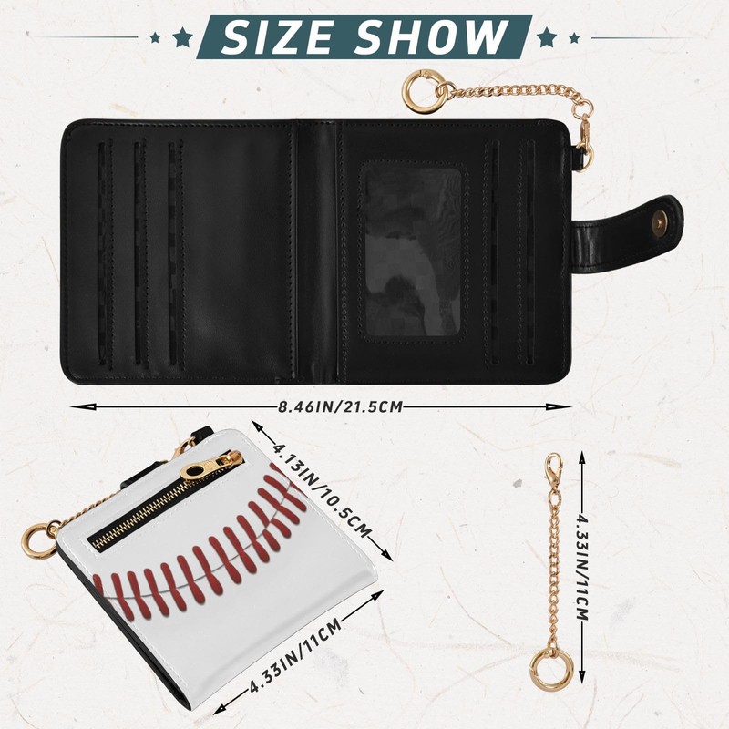 YANENDIE Baseball Print Wallet for Women, Small Slim PU Leather