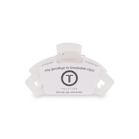 TELETIES - Small Open Hair Clip - Hair Claw Clips for Women - Strong Grip, Bendable Teeth, Comfortable Cutout Design - For Thin to Medium Thick Hair - All Hair Types & Textures - Coconut White