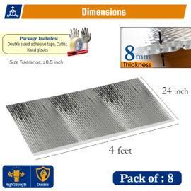 SIMOND STORE Reflective Bubble Wrap Insulation 24" x4' (8 Pack) – 7 Layer Aluminum Foil Sheets for Garage Door, Windows, Attics, Roofs, Walls – Heat Shield for Summer & Winter – Easy to Cut & Install
