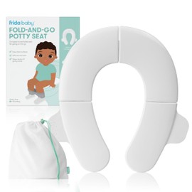 Frida Baby Fold-and-Go Portable Potty Seat for Toilet, Foldable Travel Potty Seat for Toddler, Fits Round & Oval Toilets, Non-Slip Base, Handles, Incl