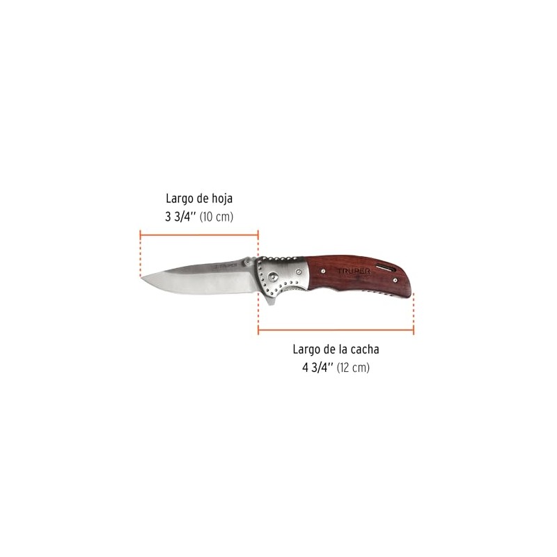 Truper NV-5, Navaja abatible, mango de madera, 4-3/4"