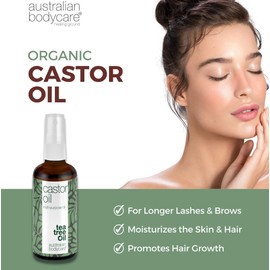 Castor Oil (100 ml) | With Tea Tree Oil | Organic Castor Oil for the Growth of Eyelashes, Eyebrows & Hair Skin Moisturising Cream Against Dry Skin on the Body & Scalp. For Dry Hair