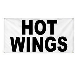 Vinyl Banner Multiple Sizes Hot Wings Black Food Bar Restaurant Truck Restaurant & Food Outdoor Weatherproof Industrial Yard Signs 4 Grommets 24x48Inches