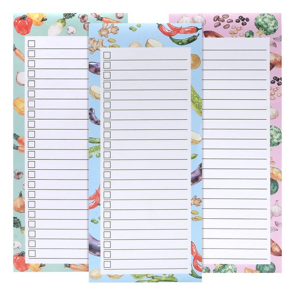 Juibao 3Pcs Magnetic Shopping List Pads, Vegetable Theme Grocery Lists
