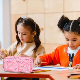 FlowFly Large Capacity Pencil Case for Kids, Boys & Girls – Zippered Multi-Functional Pen Pouch, Soft & Portable Pencil Bag for School, Teens, Students, Rainbow