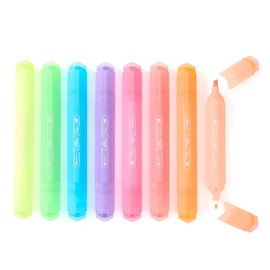 Ouksma Double-Ended Highlighter Set,8 Counts,Broad and Fine Point Tips, Ideal for Bible Highlighting,No Bleed, Assorted Fluorescent Ink Colors