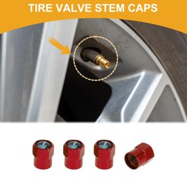 Partuto 4 Pcs Finger Pattern Tire Valve Stem Caps for Car Tyre Valve Dust Covers Decorative Aluminum Alloy Rubber Red Light Blue 8x12mm