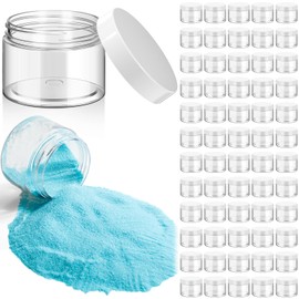 Patelai 60 Pcs 4 OZ Plastic Container Jars with Lids Round Clear Travel Cosmetic Container Jars for Toiletries, Lotion, Cream, Ointments, Makeup, Rhinestone, Samples, Kitchen Storage