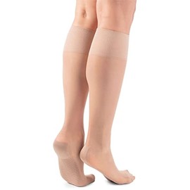 LORES Pop Socks Ladies Knee-highs Breathable with Massage Sole Pressure-Free 20 DEN One Pair, Cipria