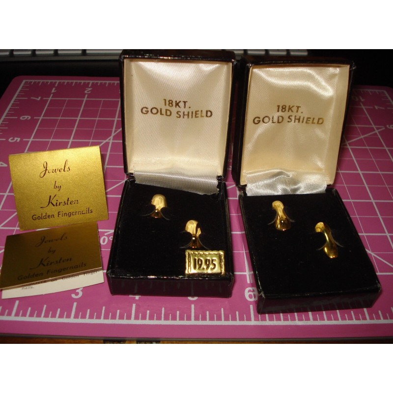 kirsten Vintage Golden Fingernails 18Kt Electroplated Metal Nails 2 Sets