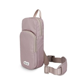 Ello Crossbody Sling Water Bottle Bag | Holds Bottles Up to 40oz | Hands-Free Bottle Carrier with Zippered Pockets, Adjustable Strap, and Drawstring Holder | Machine Washable | Latte