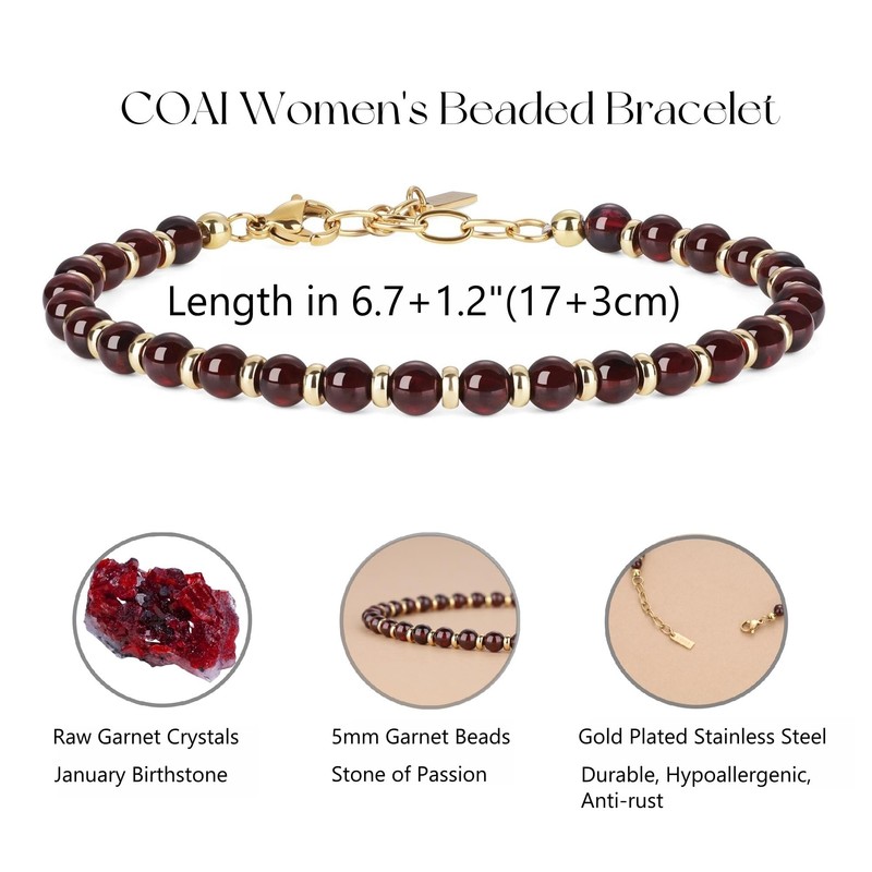 COAI Garnet Bracelet for Women, Stone, Garnet
