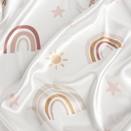 Sweet Jojo Designs Boho Rainbow Girl Baby Satin Fitted Crib Sheet Infant Newborn Nursery Toddler Bed Room Standard Mattress Blush Pink Yellow Bohemian Modern Neutral Vintage Rose Gold Beige Stars Sun