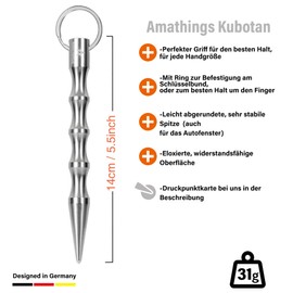Amathings 2-4 Piece Kubotan in Various Colours Ergonomic Handle and Key Ring with or without SOS Signal Whistle 100% Legal, black